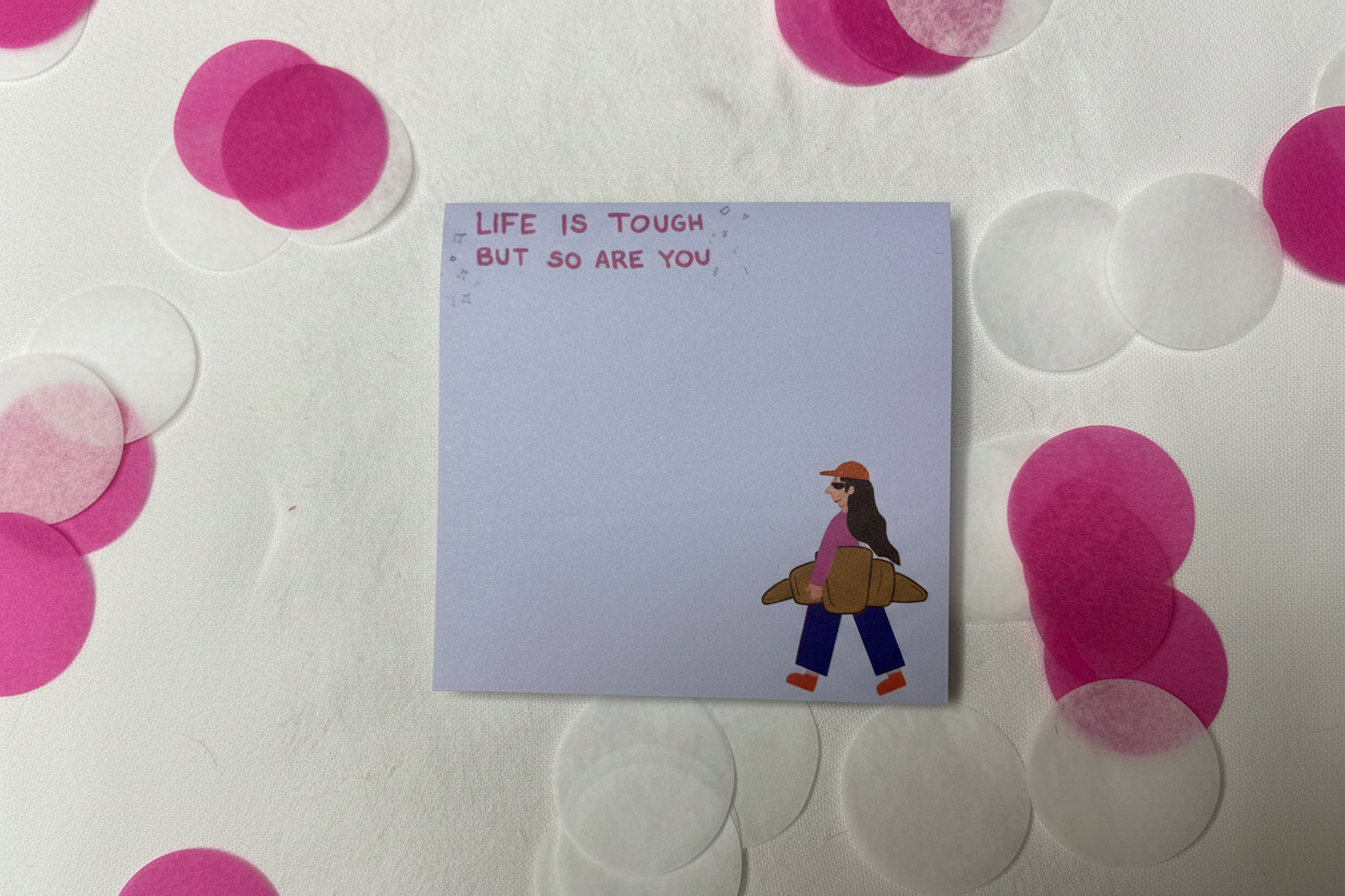 Haftnotizen „life is tough“